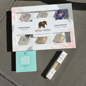 Ella + Mila nail care collection set with lip treatment and polish remover wipes